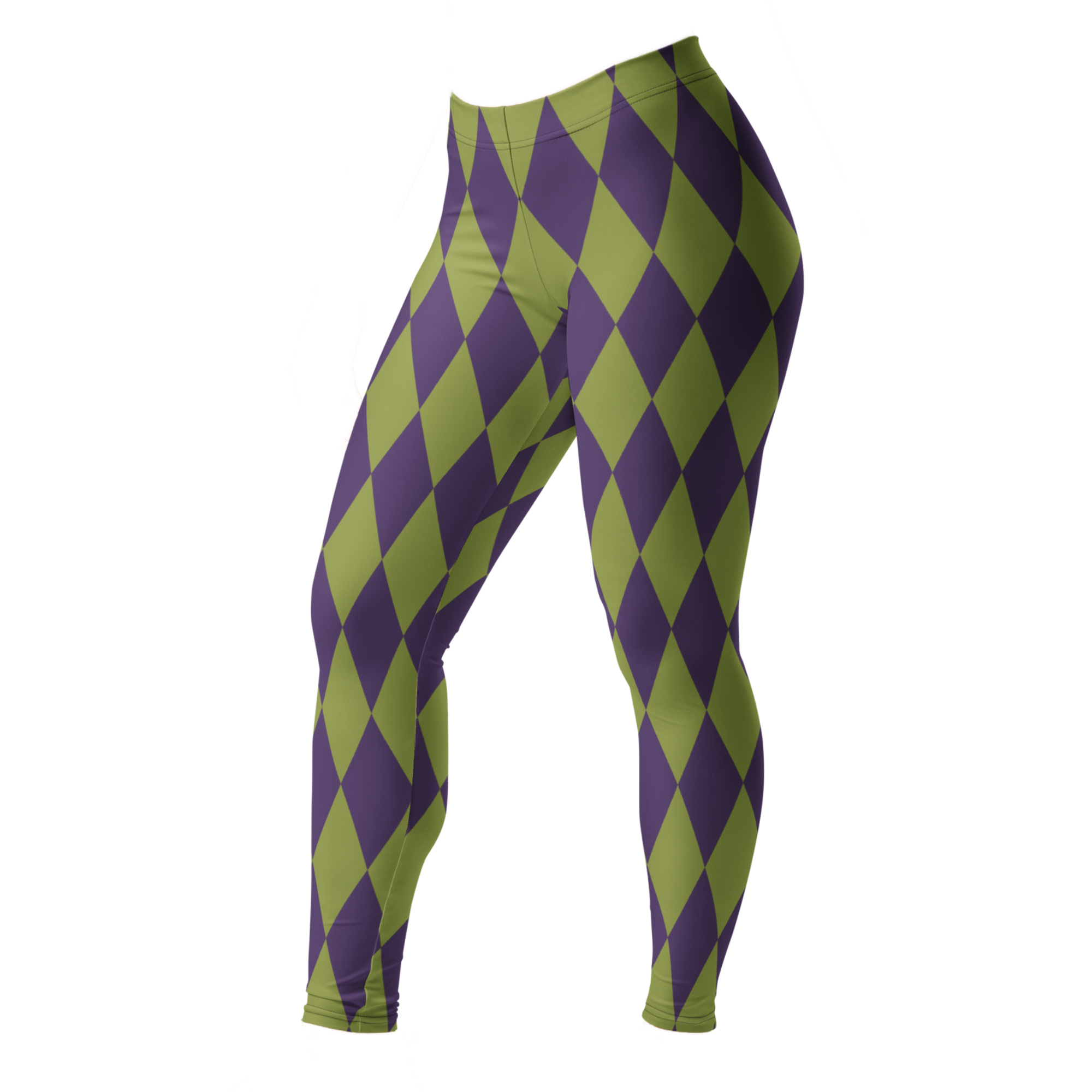 studio-yeye-harlequin-diamond-leggings-green-purple-tim burton