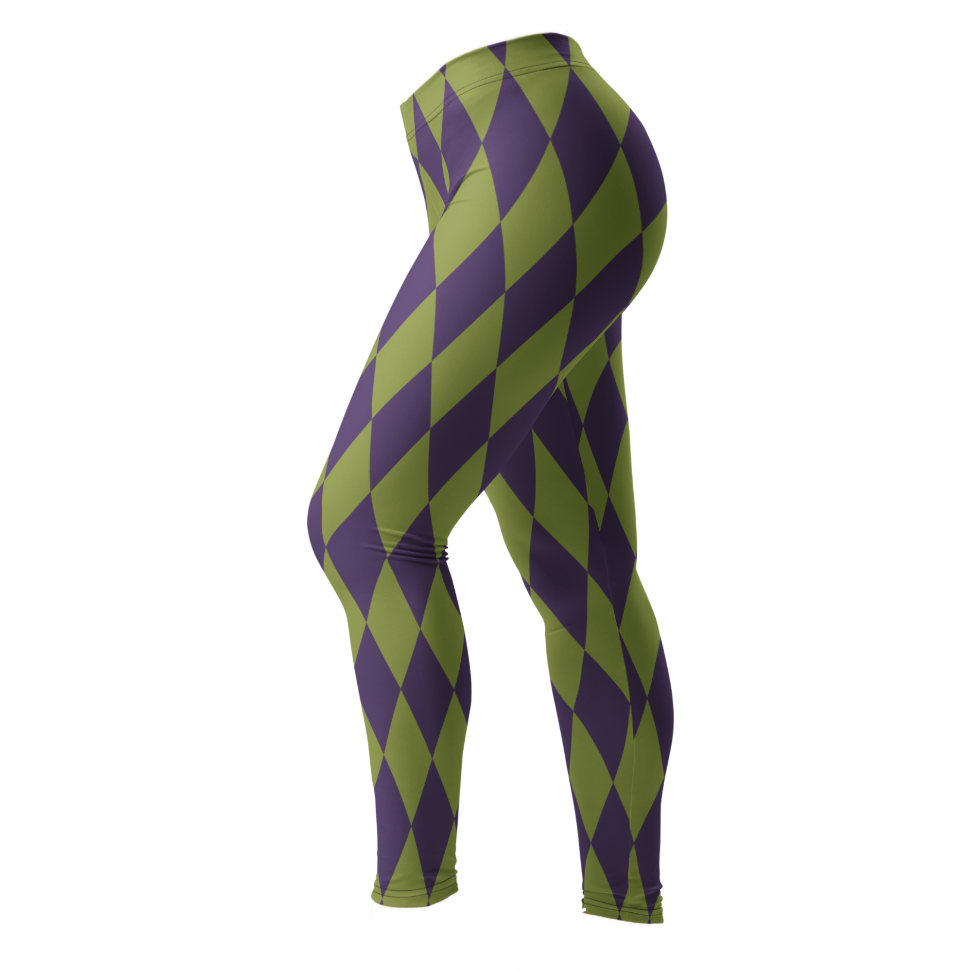 studio-yeye-harlequin-diamond-leggings-green-purple-tim burton