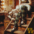 Olive green and black harlequin diamond leggings by YéYé.