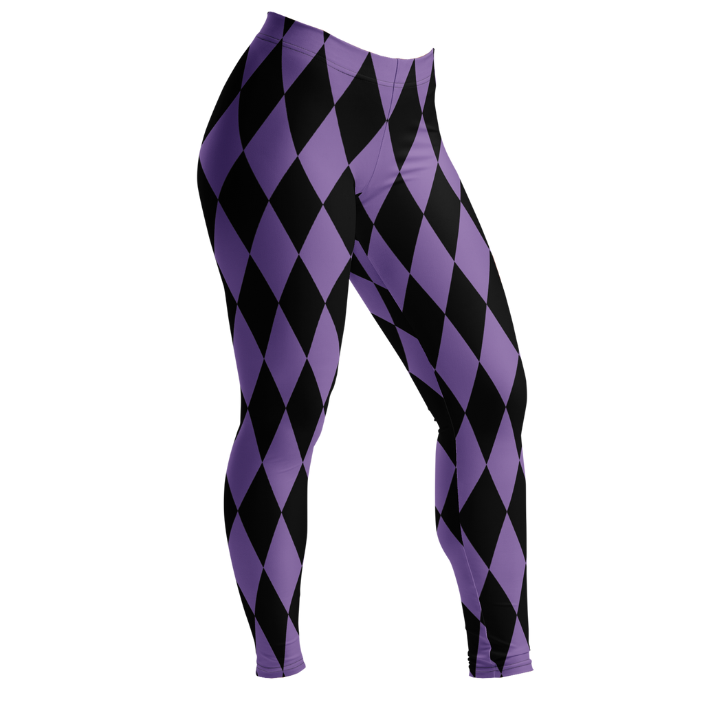Purple and black harlequin diamond leggings by YéYé