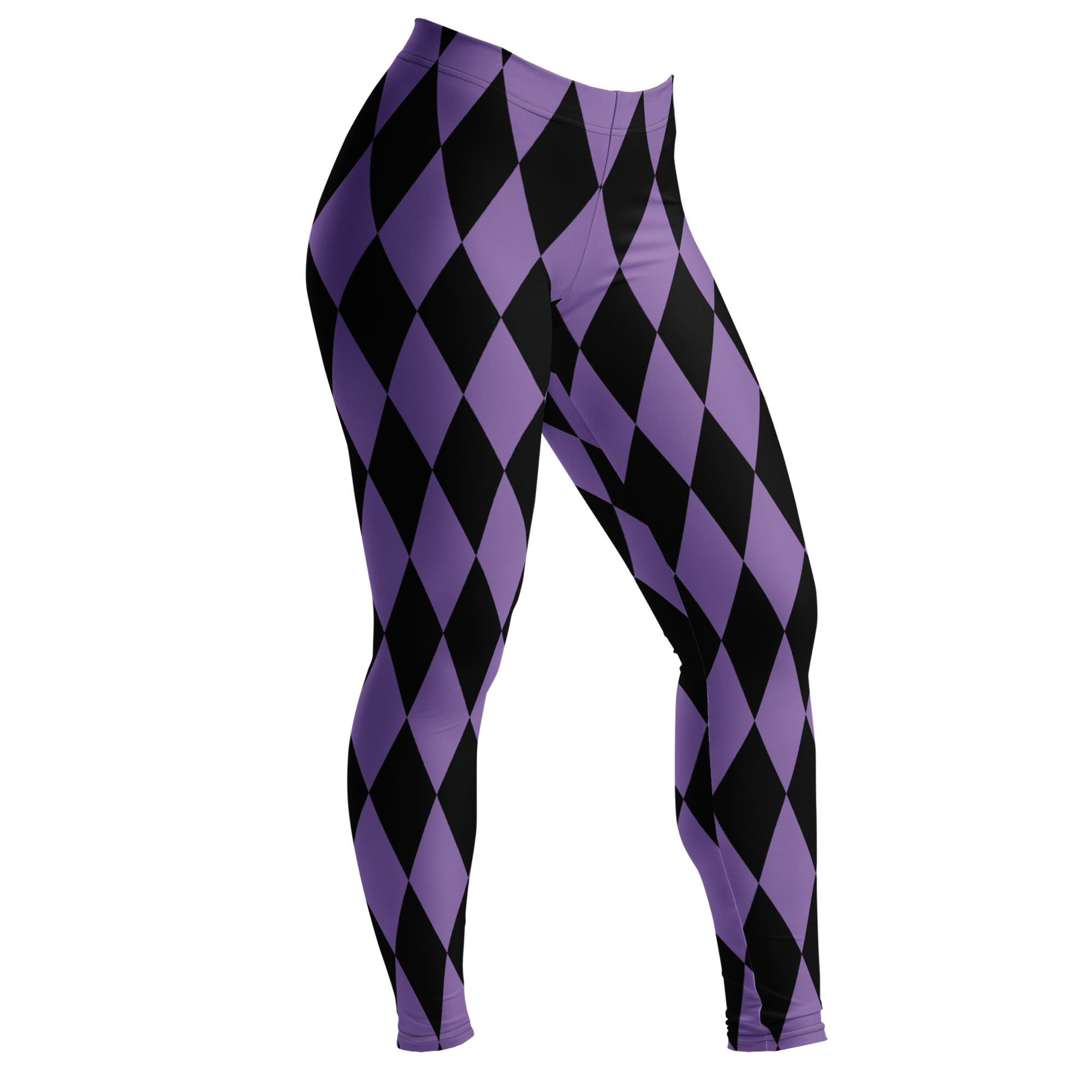 Purple and black harlequin diamond leggings by YéYé