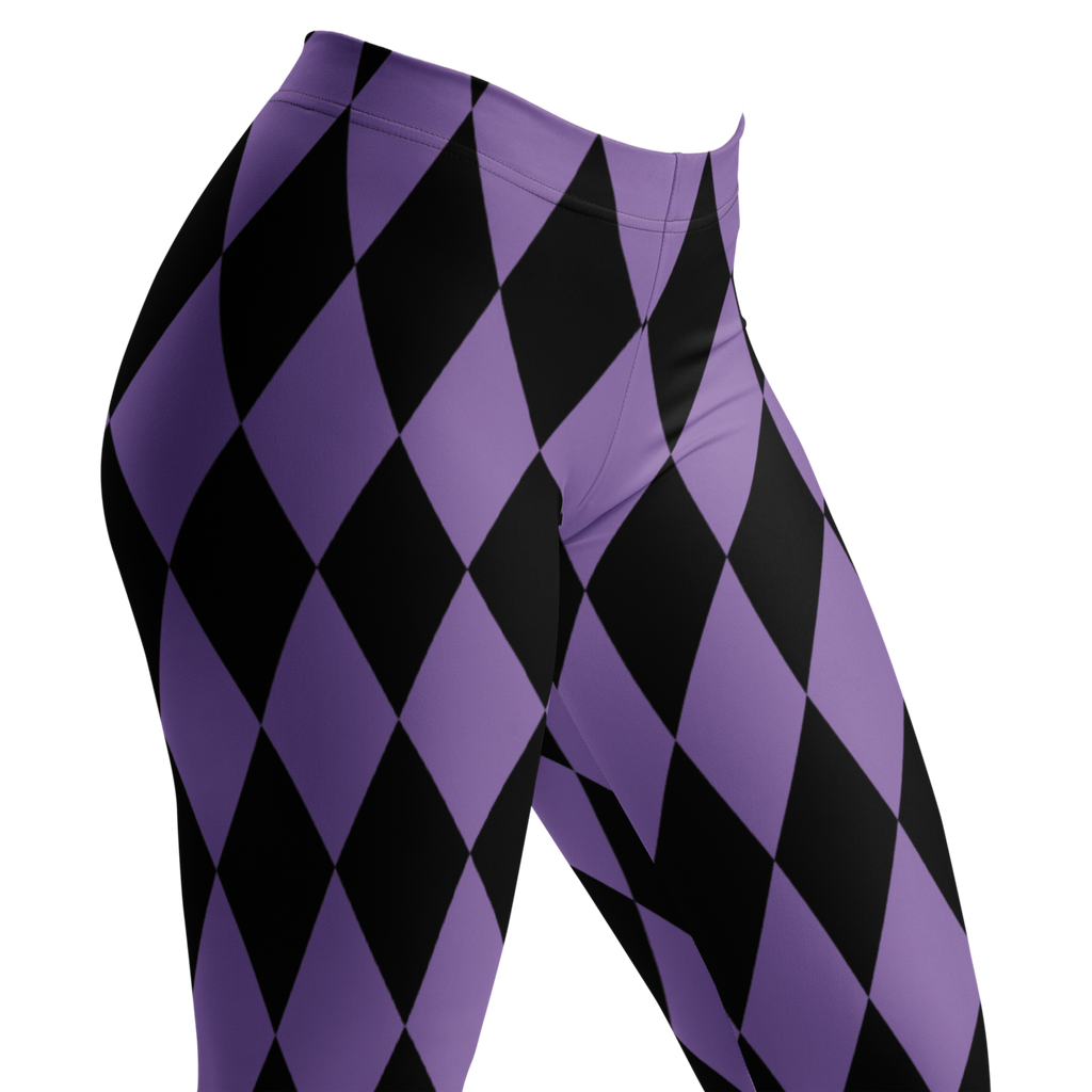Purple and black harlequin diamond leggings by YéYé