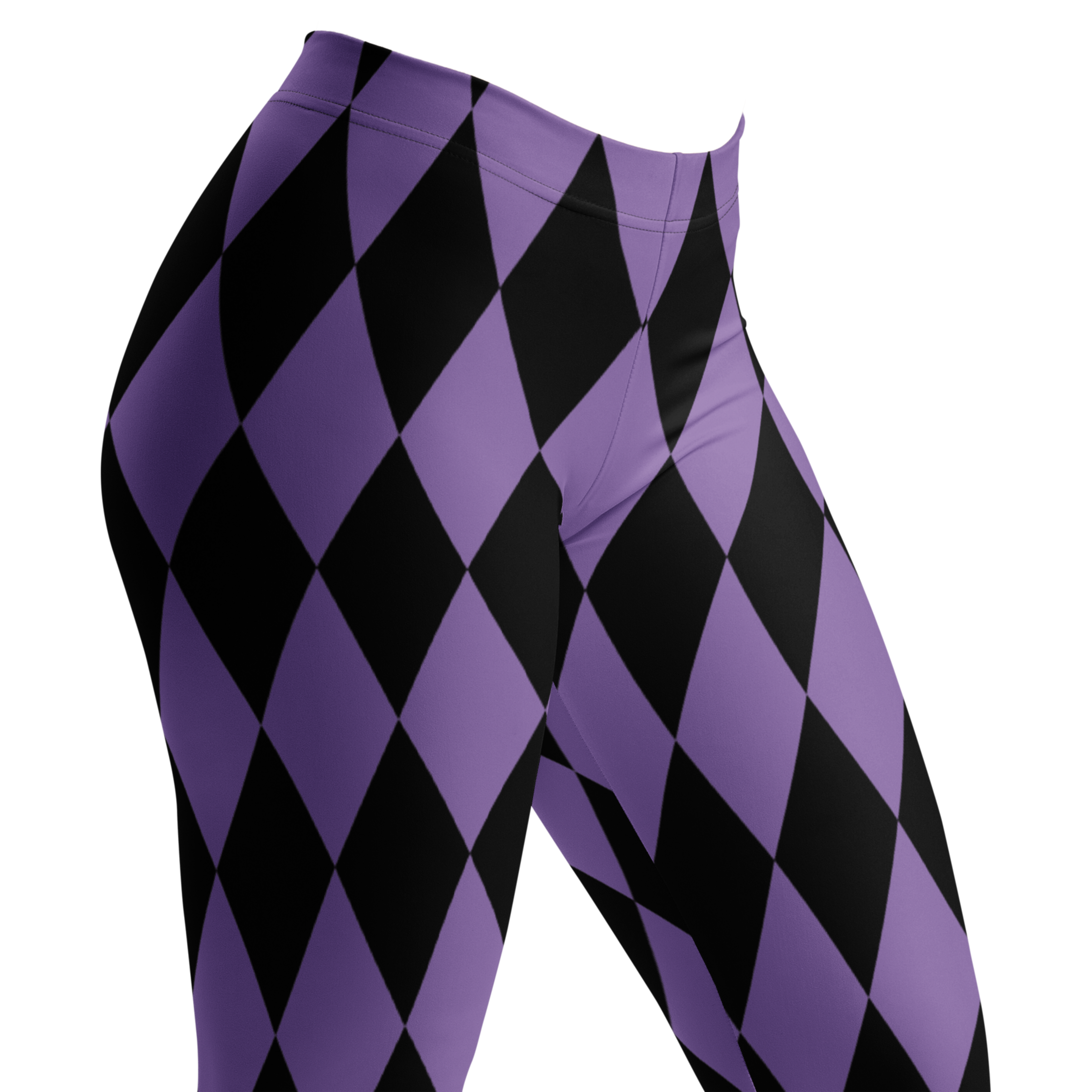 Purple and black harlequin diamond leggings by YéYé