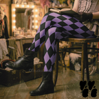Purple and black harlequin diamond leggings by YéYé