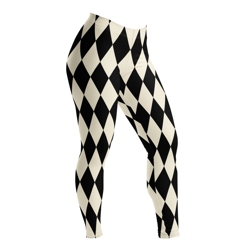 vintage white and black harlequin diamond leggings by YéYé