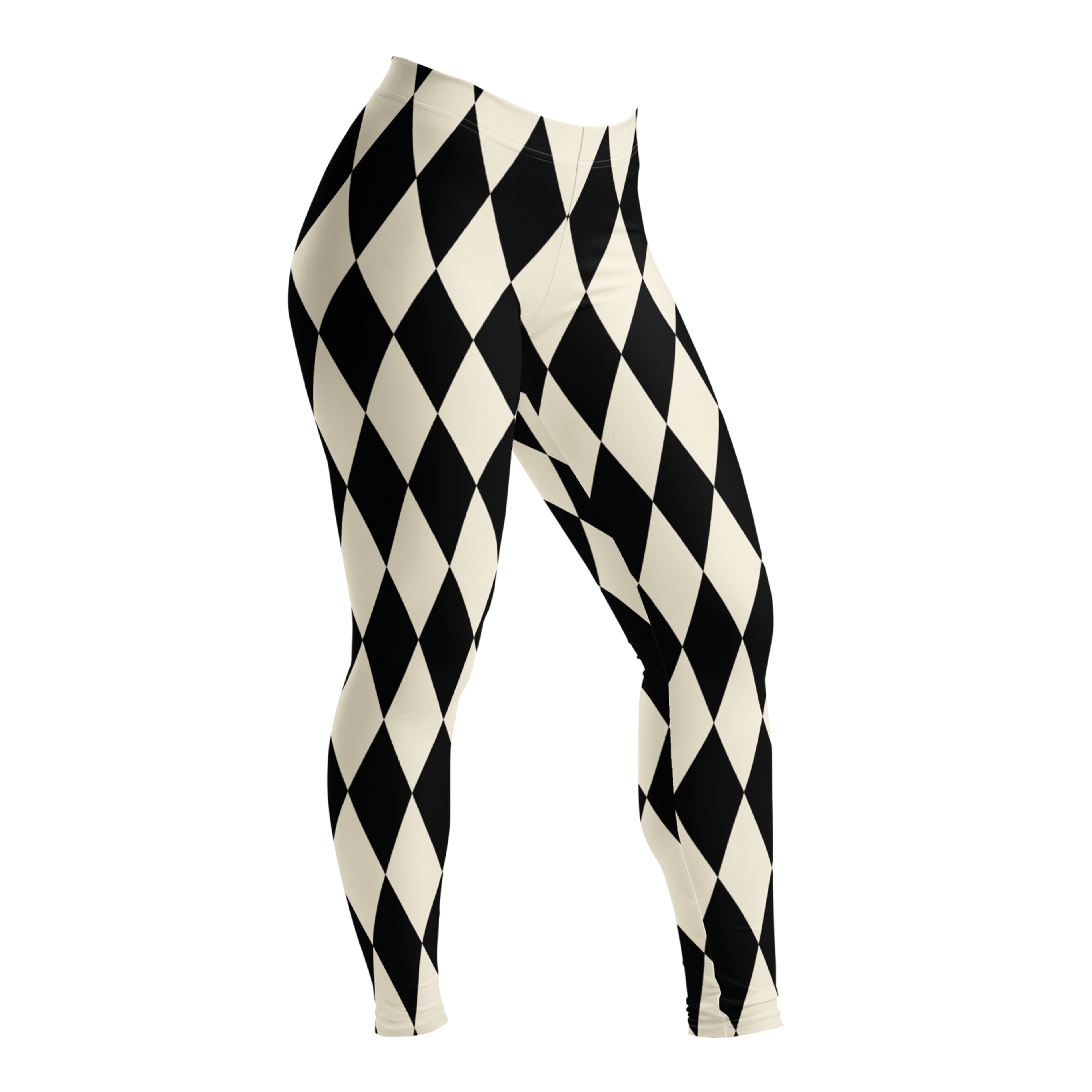 vintage white and black harlequin diamond leggings by YéYé