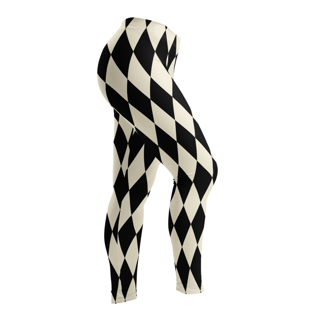 vintage white and black harlequin diamond leggings by YéYé