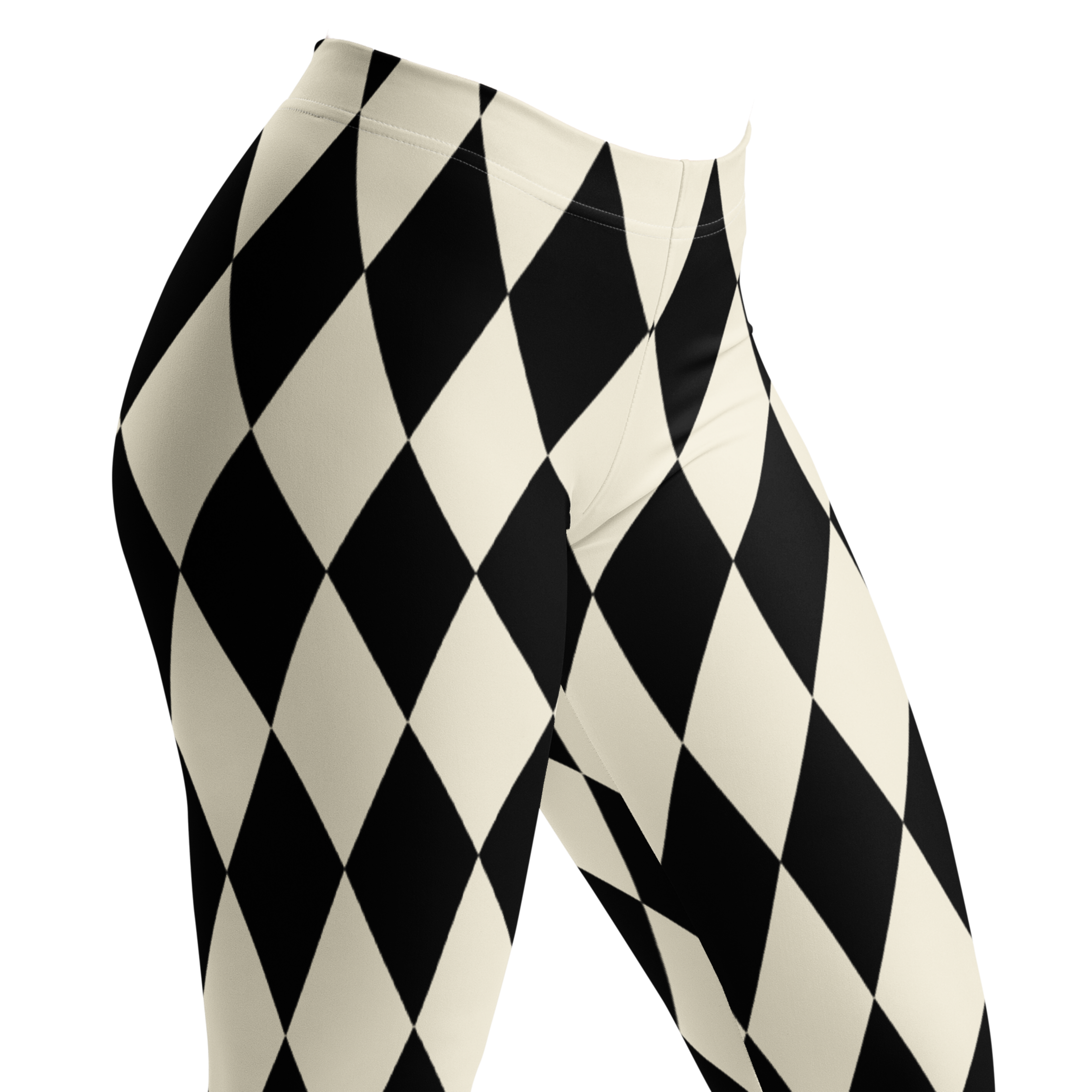 vintage white and black harlequin diamond leggings by YéYé