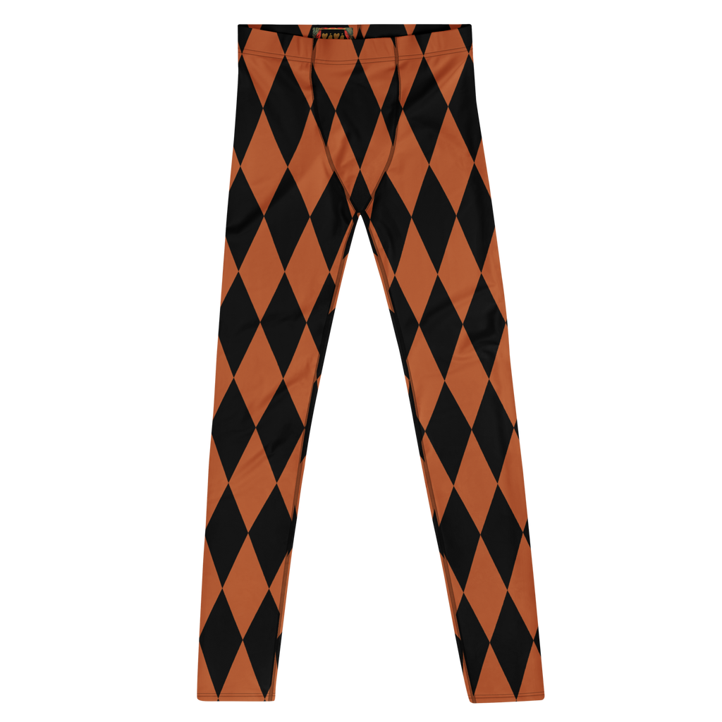studio-yeye-harlequin-diamond-mens-leggings-burnt-orange-black-flat-front
