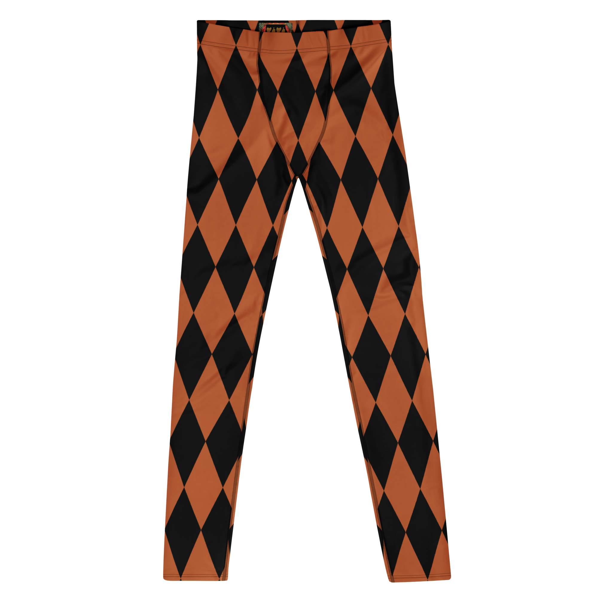 studio-yeye-harlequin-diamond-mens-leggings-burnt-orange-black-flat-front