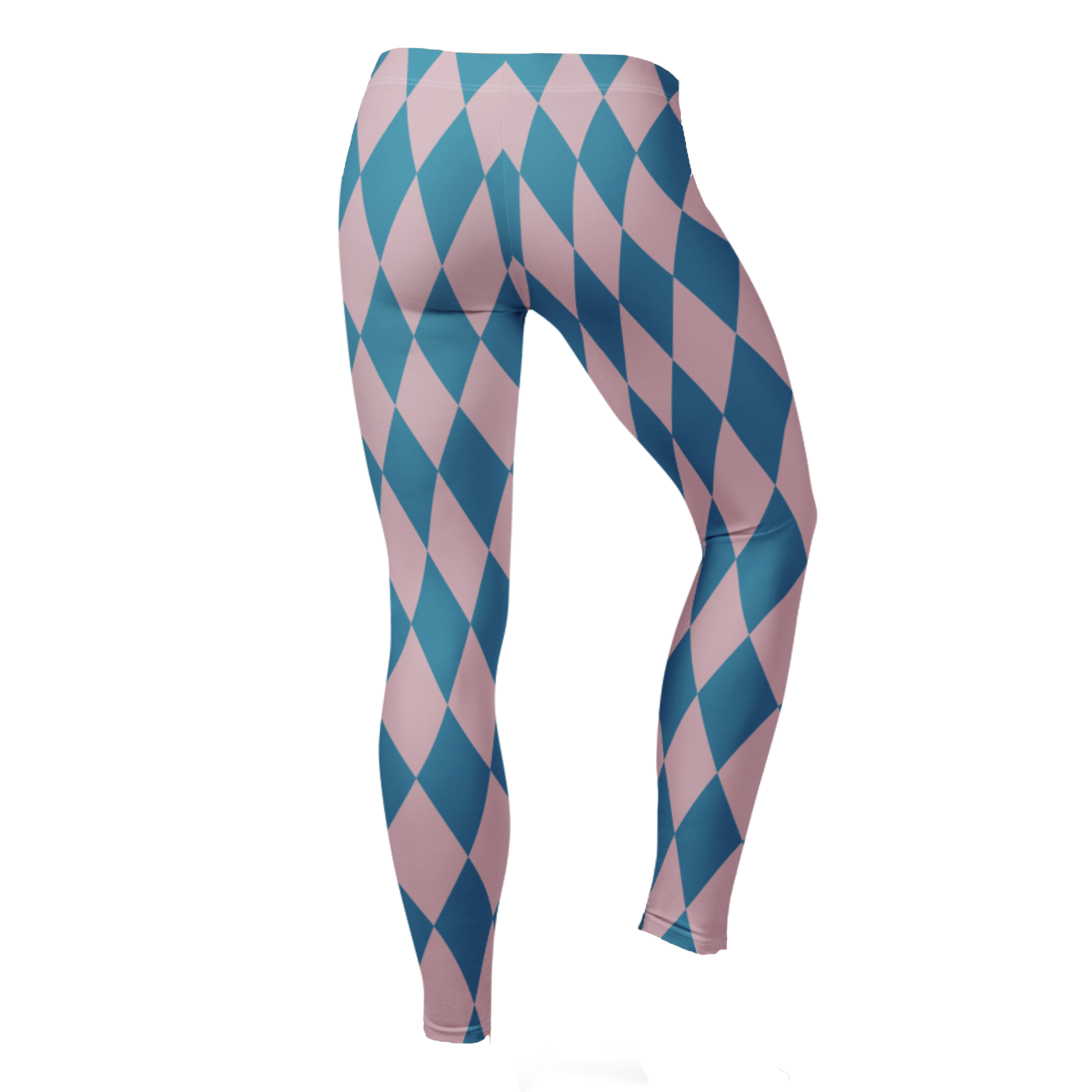 Pastel blue and pink harlequin diamond leggings by YéYé