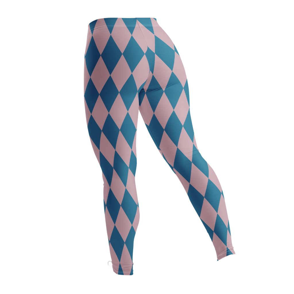 Pastel blue and pink harlequin diamond leggings by YéYé