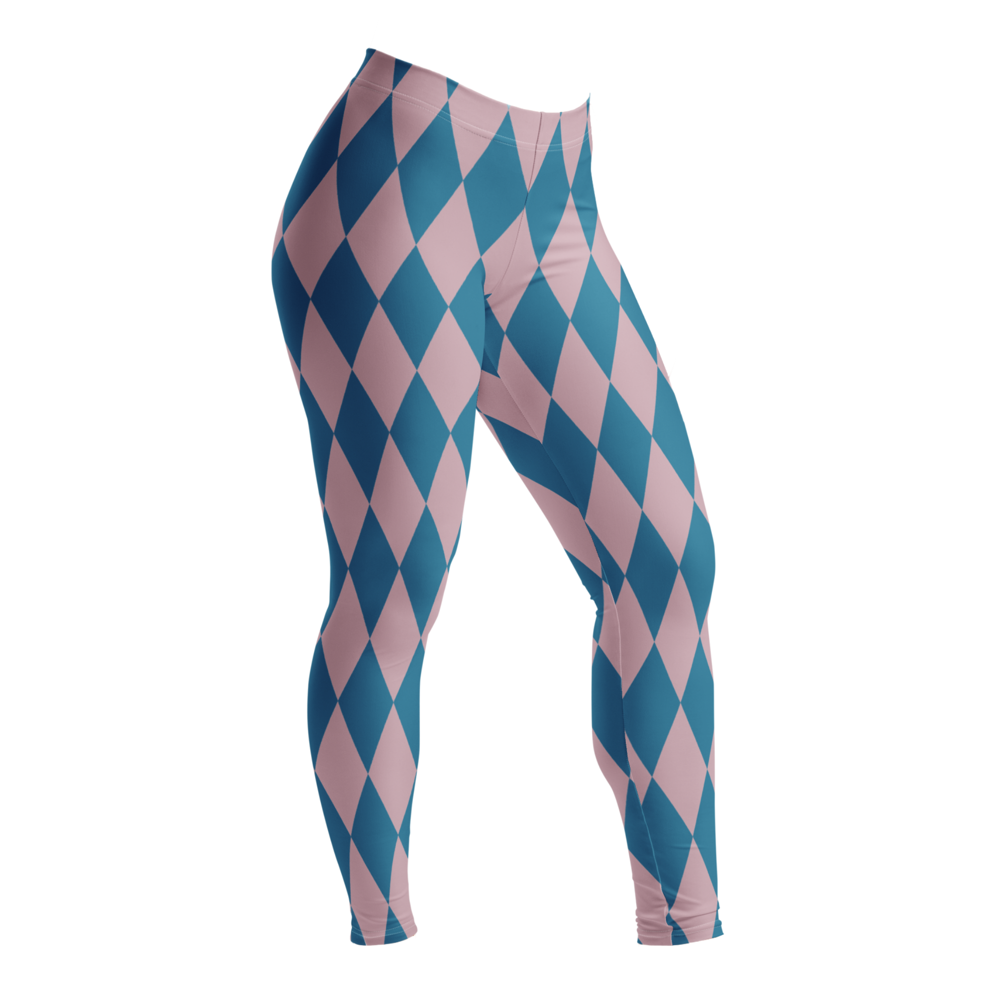 Pastel blue and pink harlequin diamond leggings by YéYé