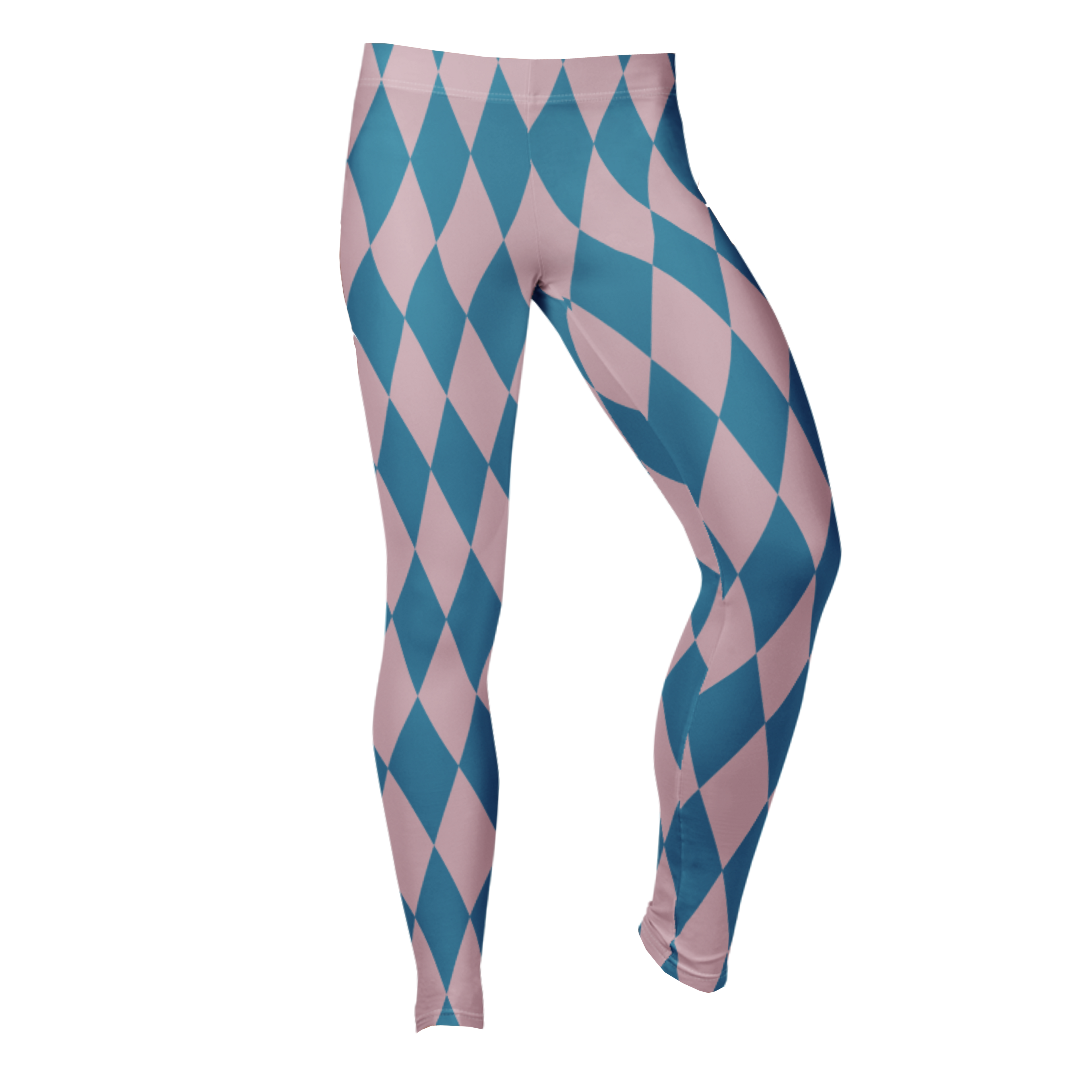 Pastel blue and pink harlequin diamond leggings by YéYé