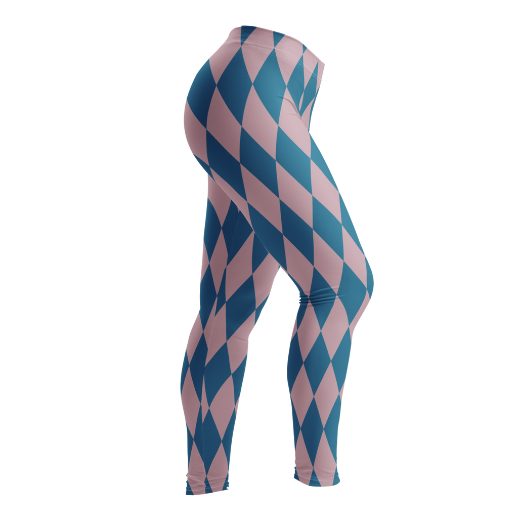 Pastel blue and pink harlequin diamond leggings by YéYé