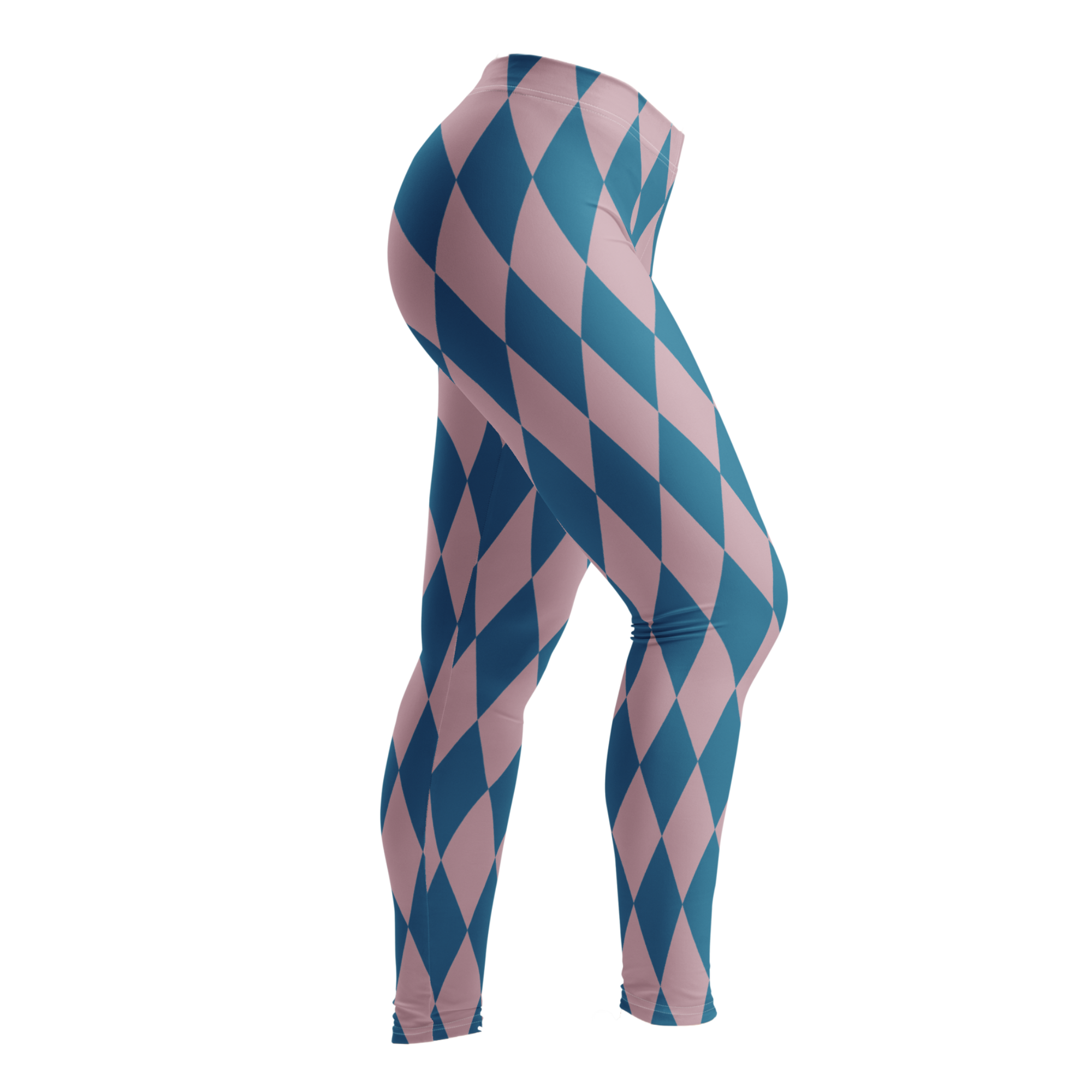 Pastel blue and pink harlequin diamond leggings by YéYé