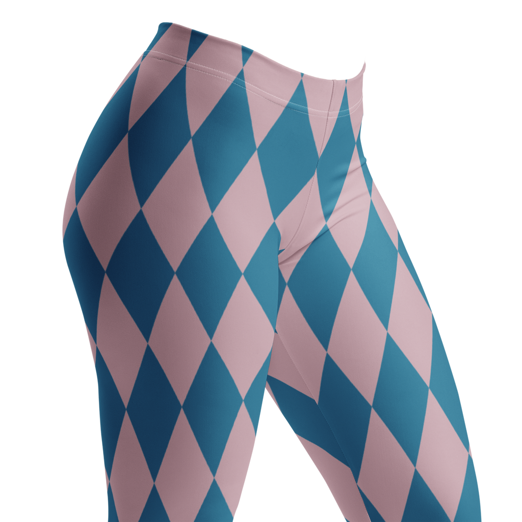 Pastel blue and pink harlequin diamond leggings by YéYé