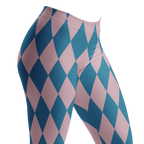 Pastel blue and pink harlequin diamond leggings by YéYé