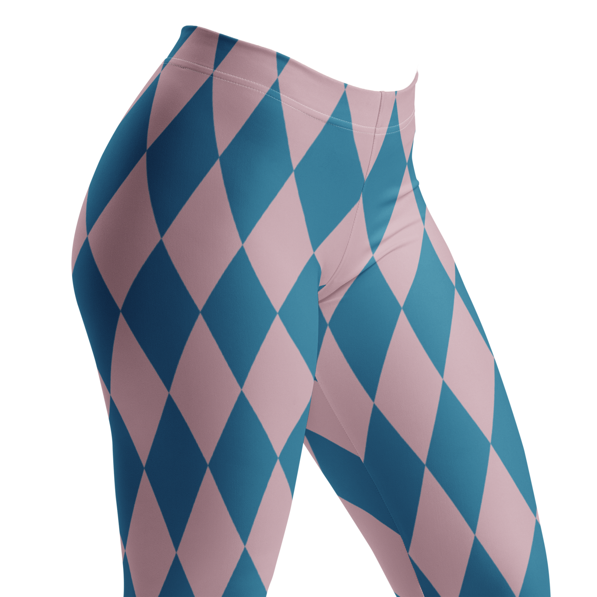 Pastel blue and pink harlequin diamond leggings by YéYé