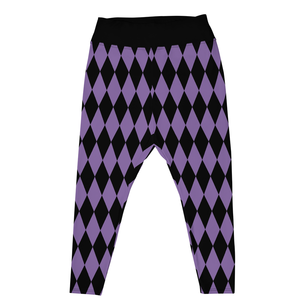studio-yeye-harlequin-diamond-plus-size-leggings-purple-black-flat-front
