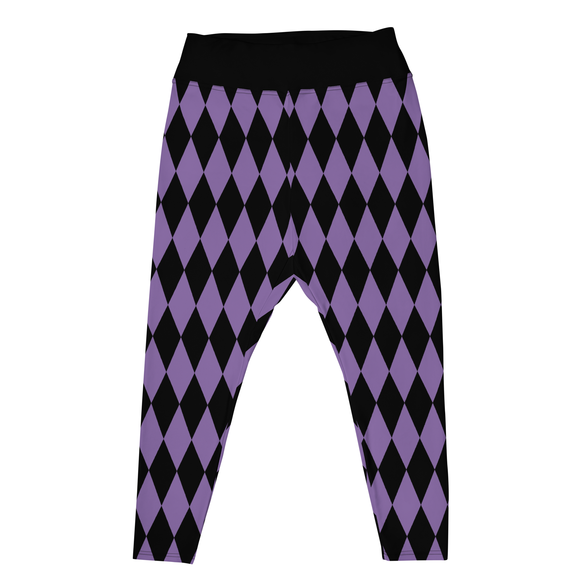 studio-yeye-harlequin-diamond-plus-size-leggings-purple-black-flat-front