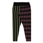 studio-yeye-harlequin-jester-leggings-plus-size-olive-maroon-burgundy-flat-back