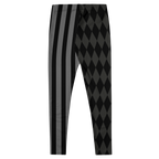 Mismatched harlequin diamond and stripe leggings in silent film grayscale by YéYé