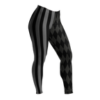 Mismatched harlequin diamond and stripe leggings in silent film grayscale by YéYé