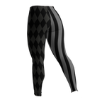 Mismatched harlequin diamond and stripe leggings in silent film grayscale by YéYé
