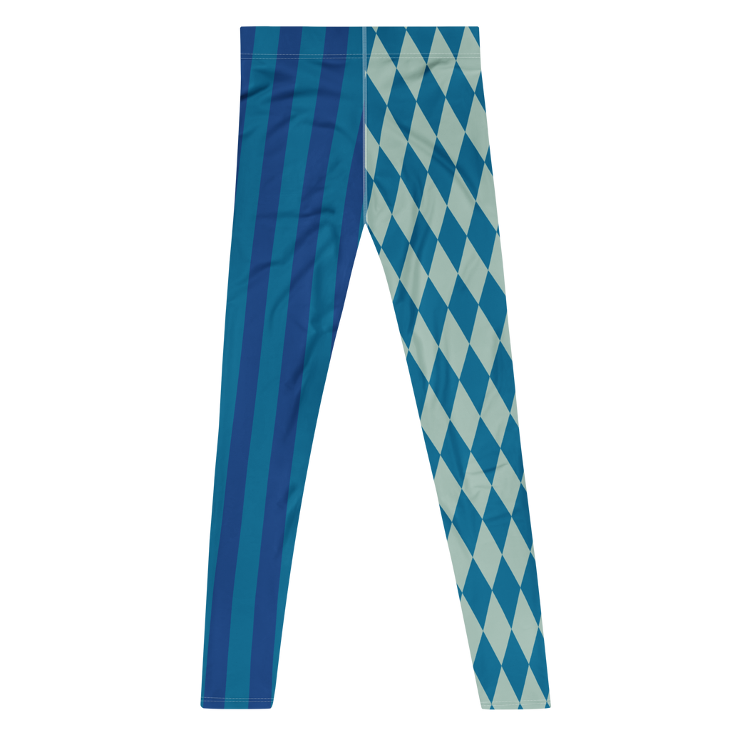 studio-yeye-harlequin-jester-mens-leggings-blue-teal-flat-back