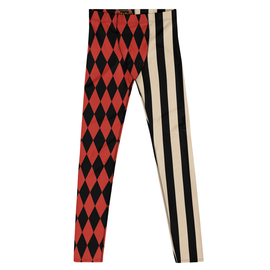 studio-yeye-harlequin-jester-mens-leggings-red-black-flat-front