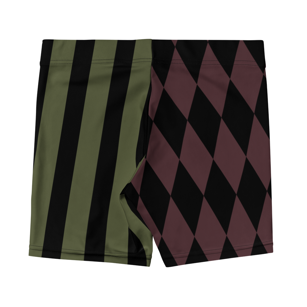 studio-yeye-harlequin-jester-olive-burgundy-bike-shorts-back