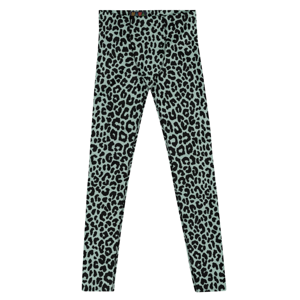 studio-yeye-leopard-love-mens-leggings-mint-blue-black-front