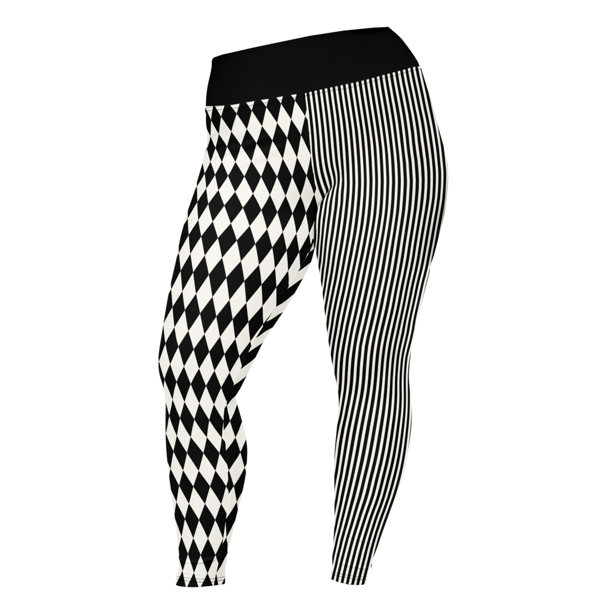 studio-yeye-plus-size-leggings-pinstripe-jester-black and white-front