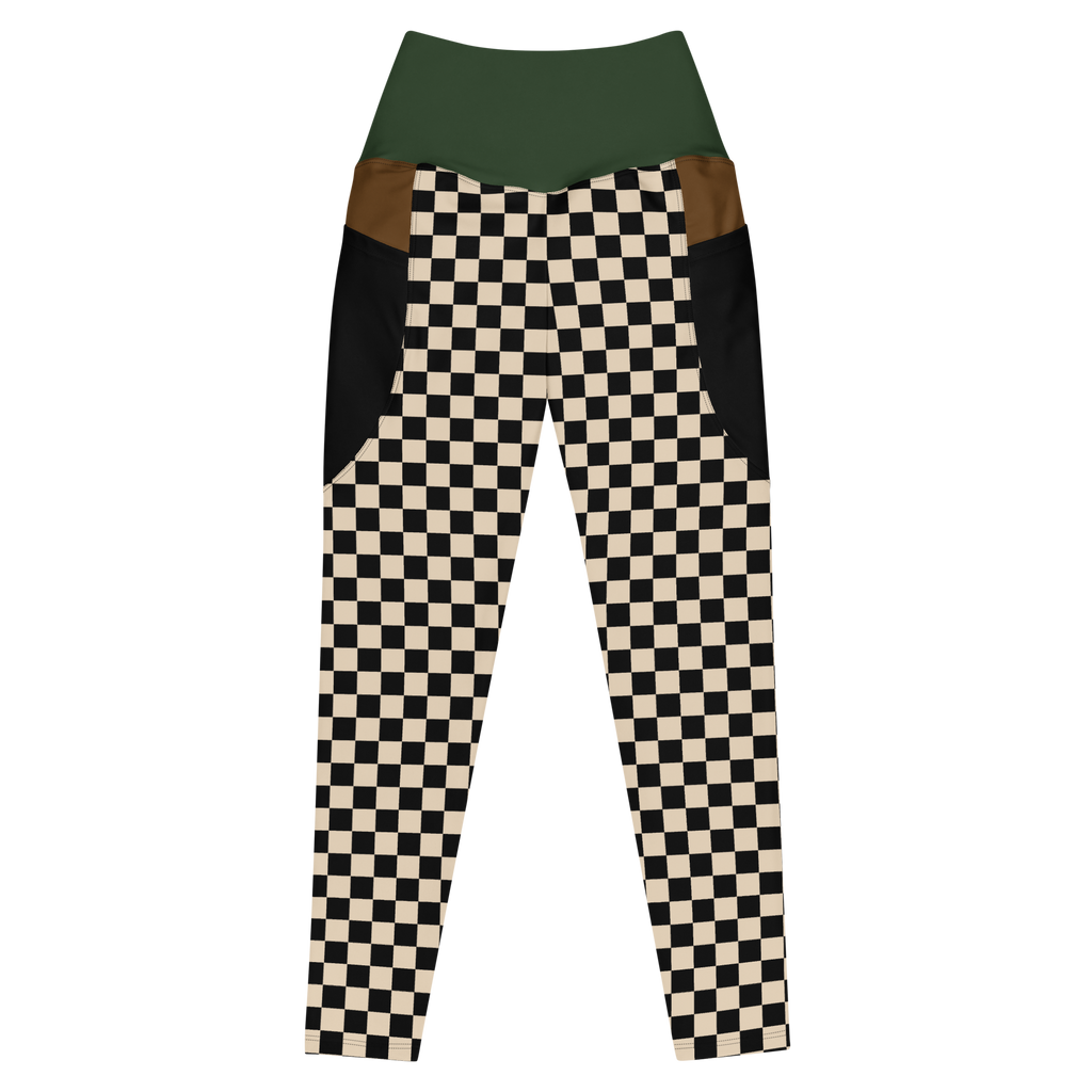 studio-yeye-pocket-leggings-checkered-black and beige-flat-front