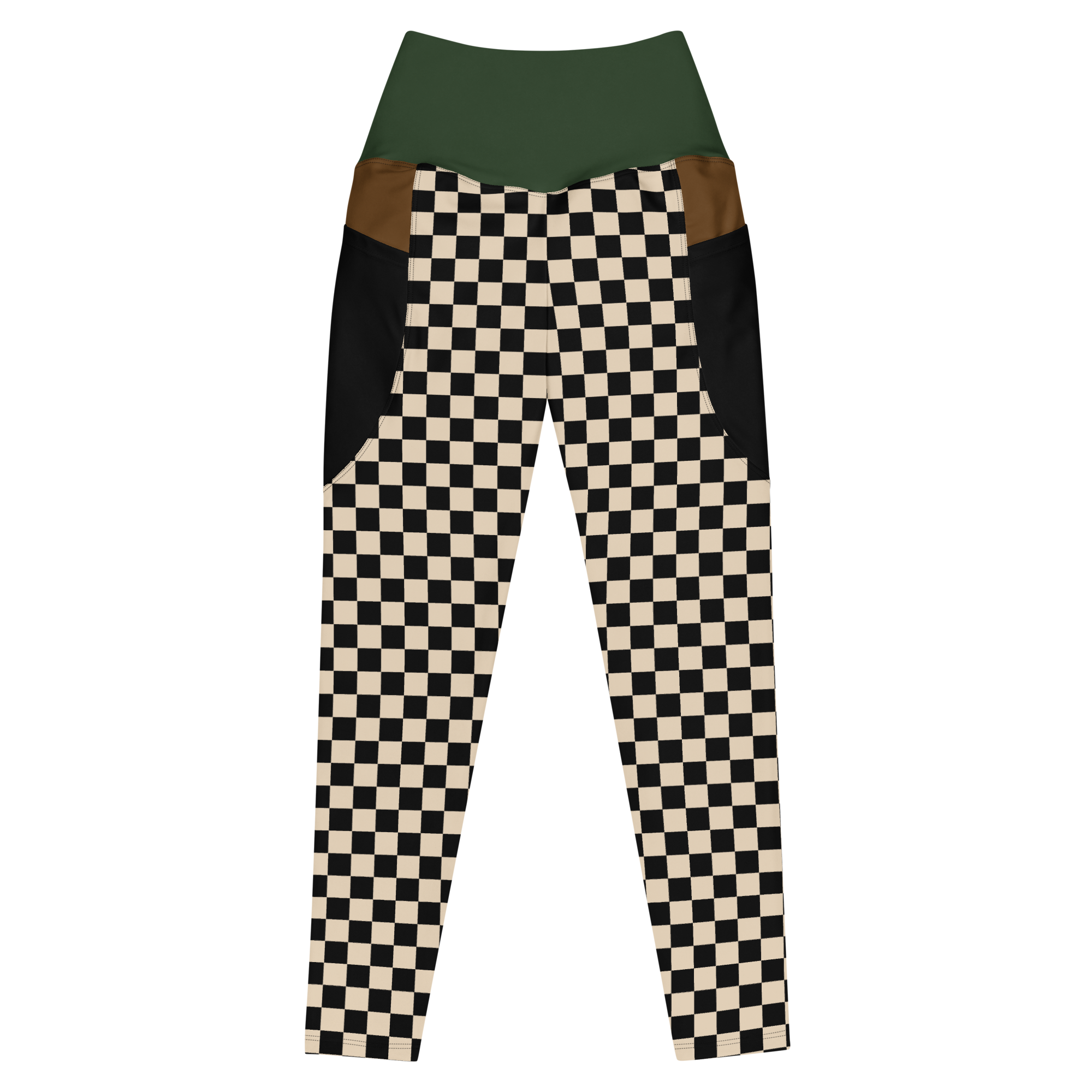 studio-yeye-pocket-leggings-checkered-black and beige-flat-front