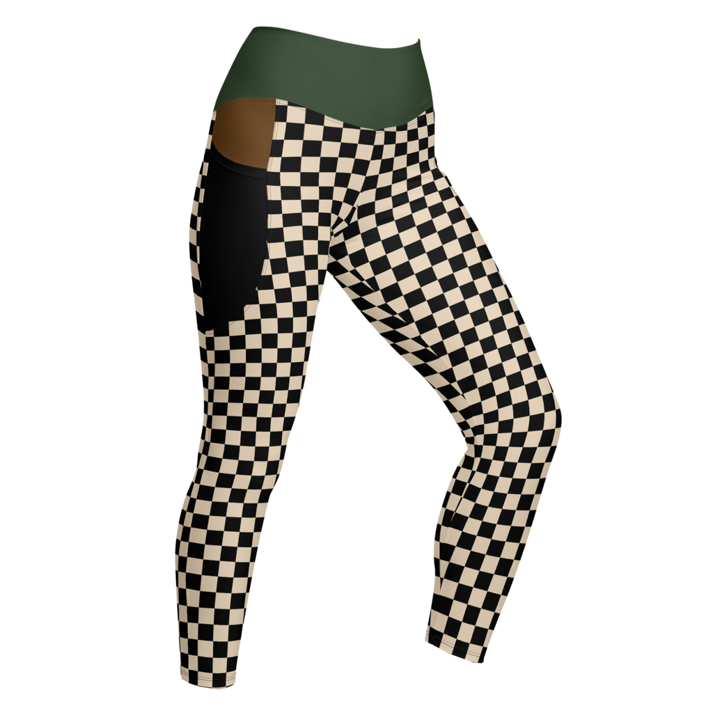 studio-yeye-pocket-leggings-checkered-black and beige-front