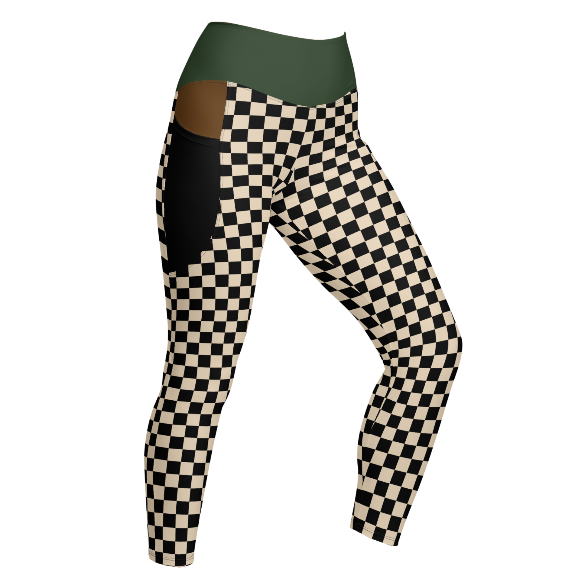 studio-yeye-pocket-leggings-checkered-black and beige-front