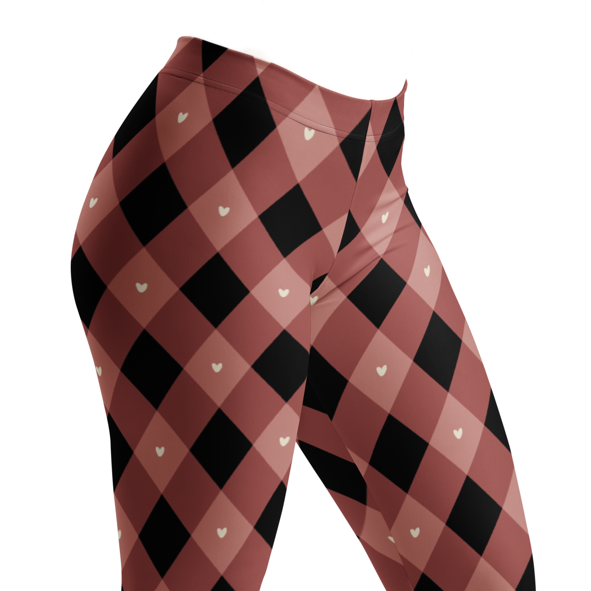 Bold diagonal diamonds with tiny heart accents — dark, romantic, and a little bit playing-card chic. Available in dusty rose and moss green. Designed by YéYé.