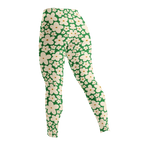 Kelly green and cream 60s retro floral print leggings by YéYé