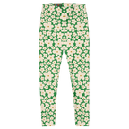 Kelly green and cream 60s retro floral print leggings by YéYé