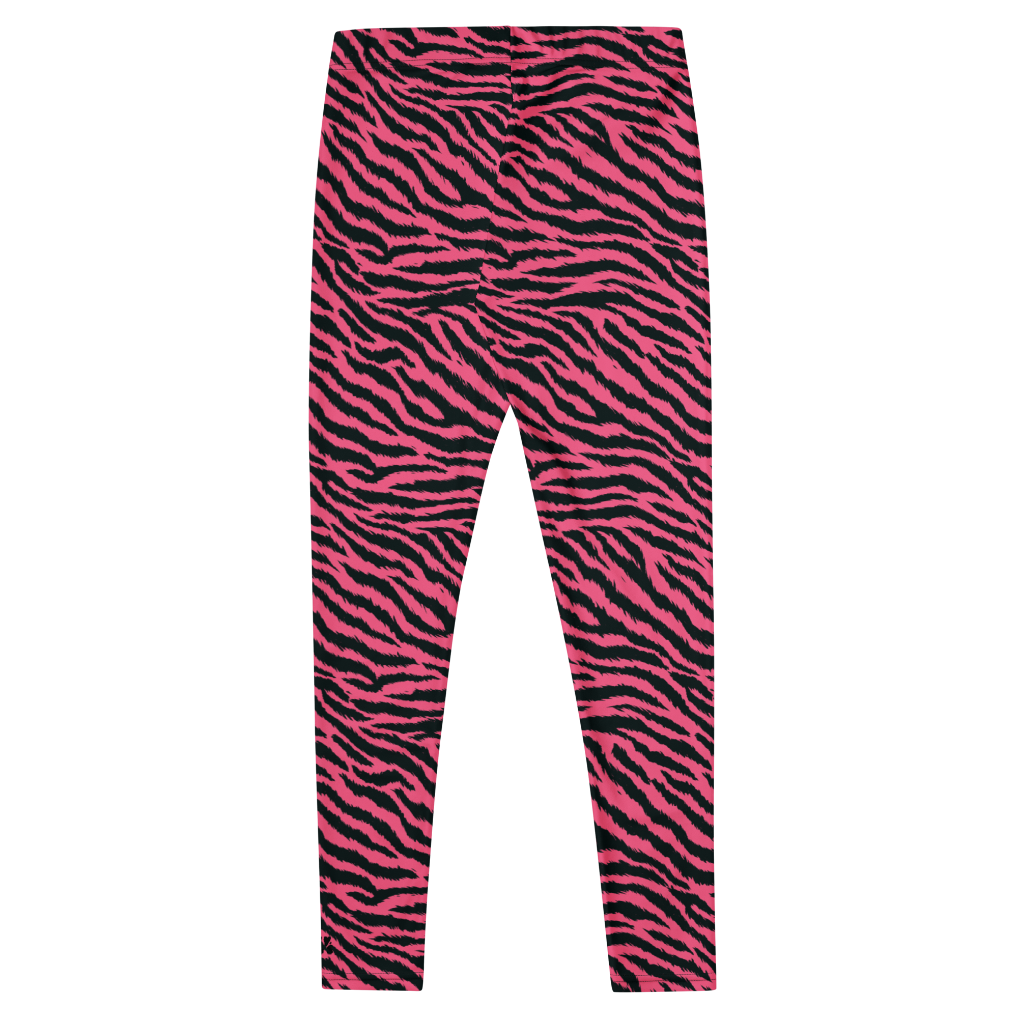 Hot pink and black hand-drawn tiger - zebra leggings by YéYé flat back