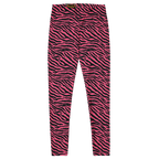 Hot pink and black hand-drawn tiger - zebra leggings by YéYé flat front look