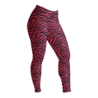 Hot pink and black hand-drawn tiger - zebra leggings by YéYé front look