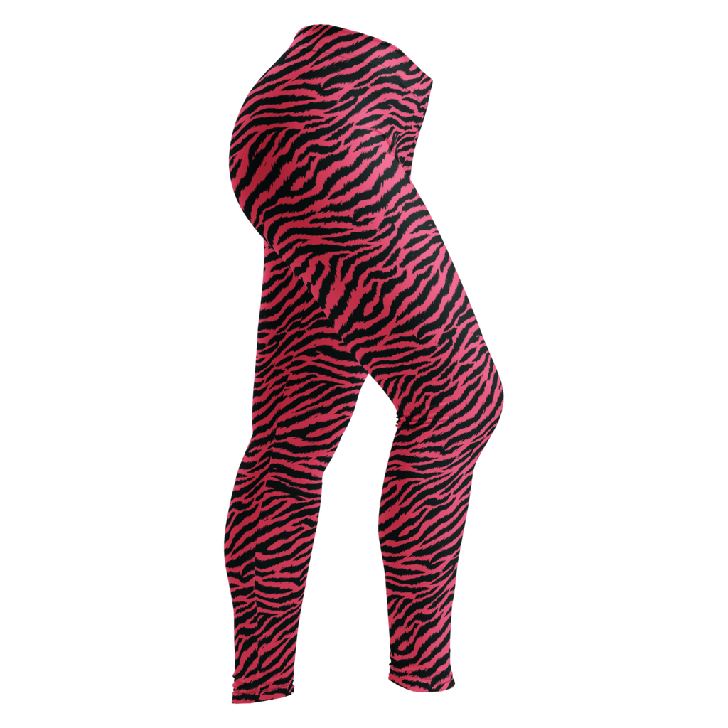 Hot pink and black hand-drawn tiger - zebra leggings by YéYé side look