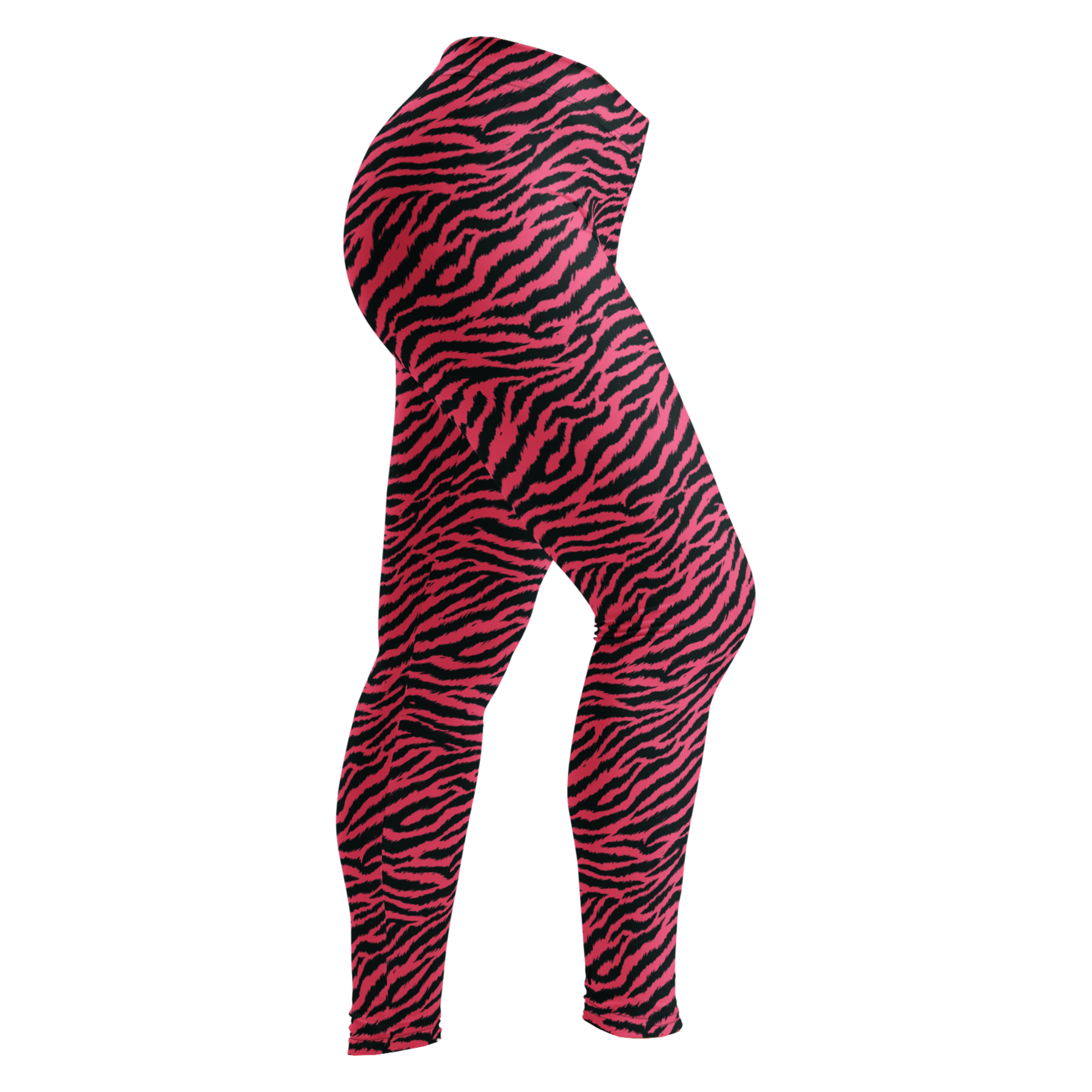 Hot pink and black hand-drawn tiger - zebra leggings by YéYé side look