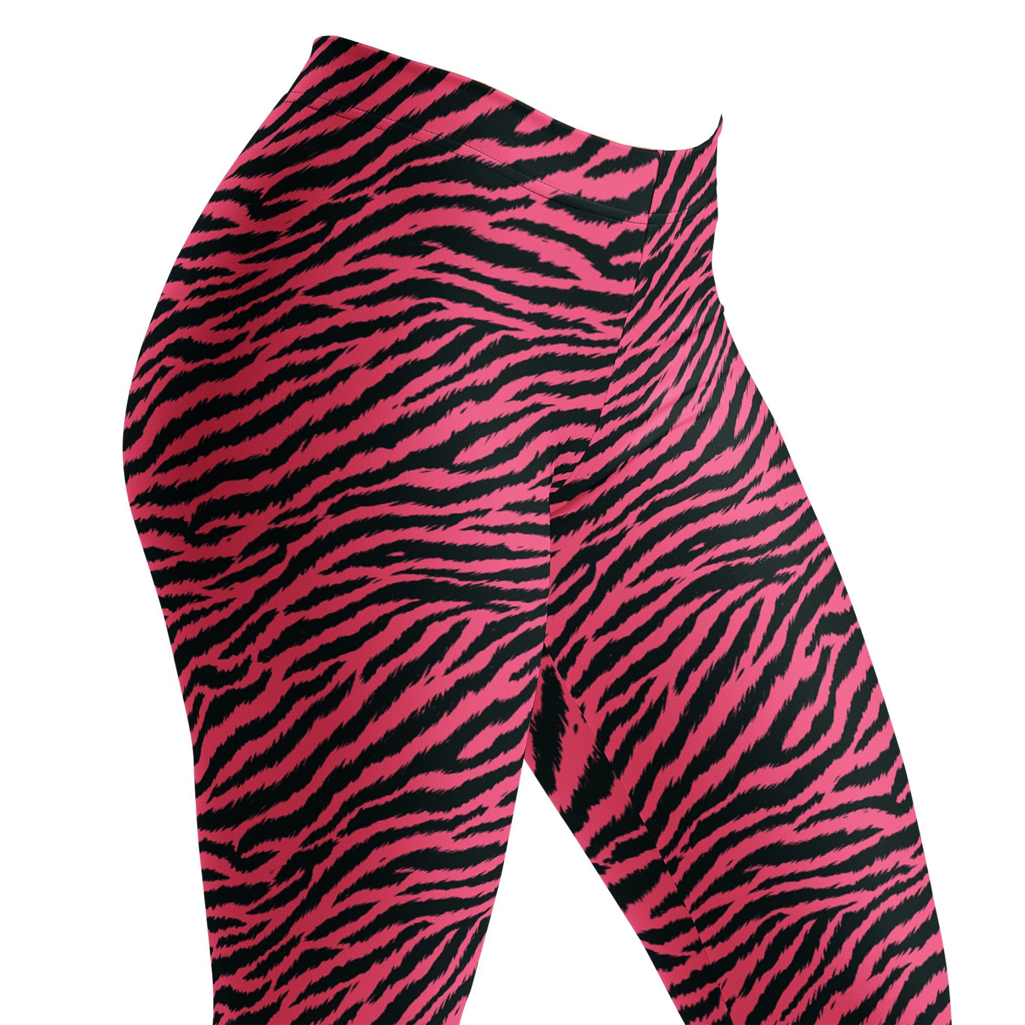 Hot pink and black hand-drawn tiger - zebra leggings by YéYé
