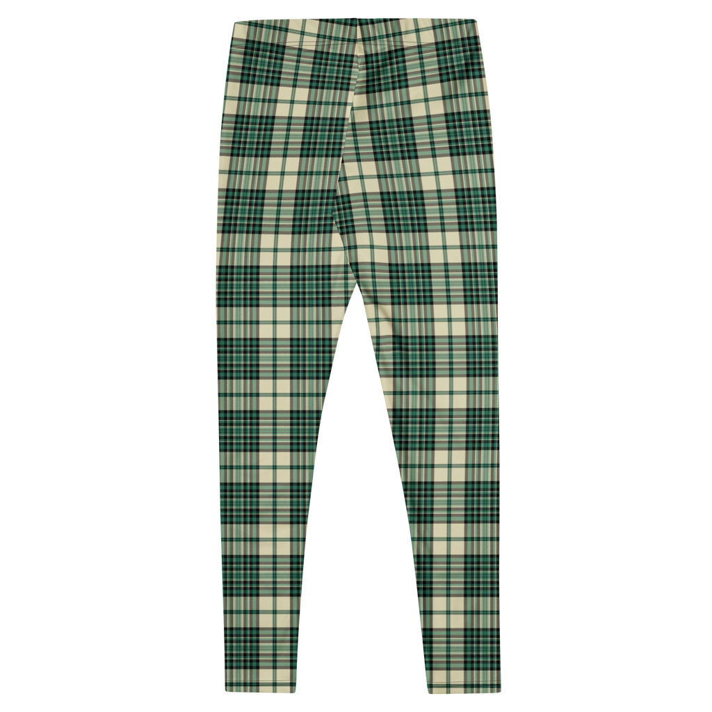Designed by Studio YéYé —  green and cream tartan leggings for punk, trad and alt style. Soft palette, serious edge.