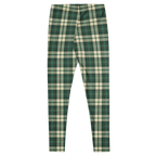 Designed by Studio YéYé —  green and cream tartan leggings for punk, trad and alt style. Soft palette, serious edge.