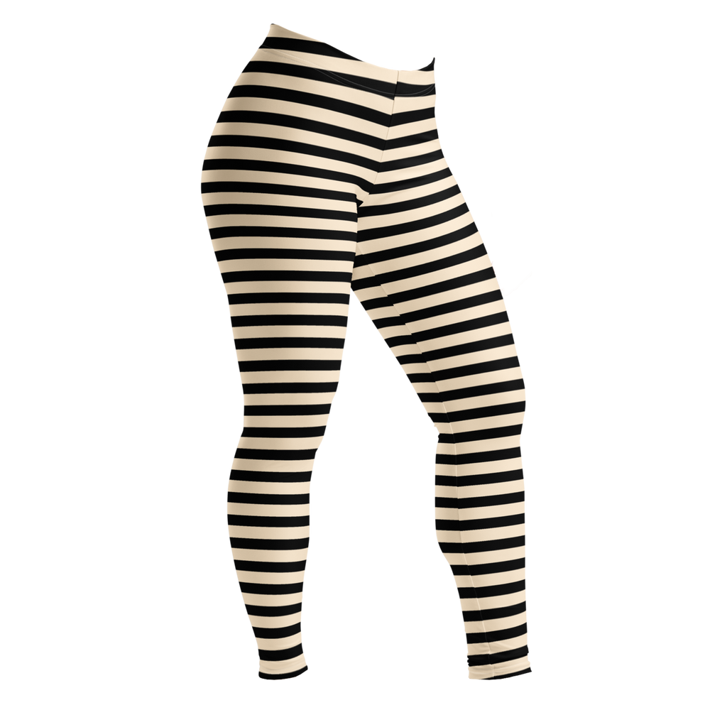 Black and white horizontal stripe leggings by YéYé, 